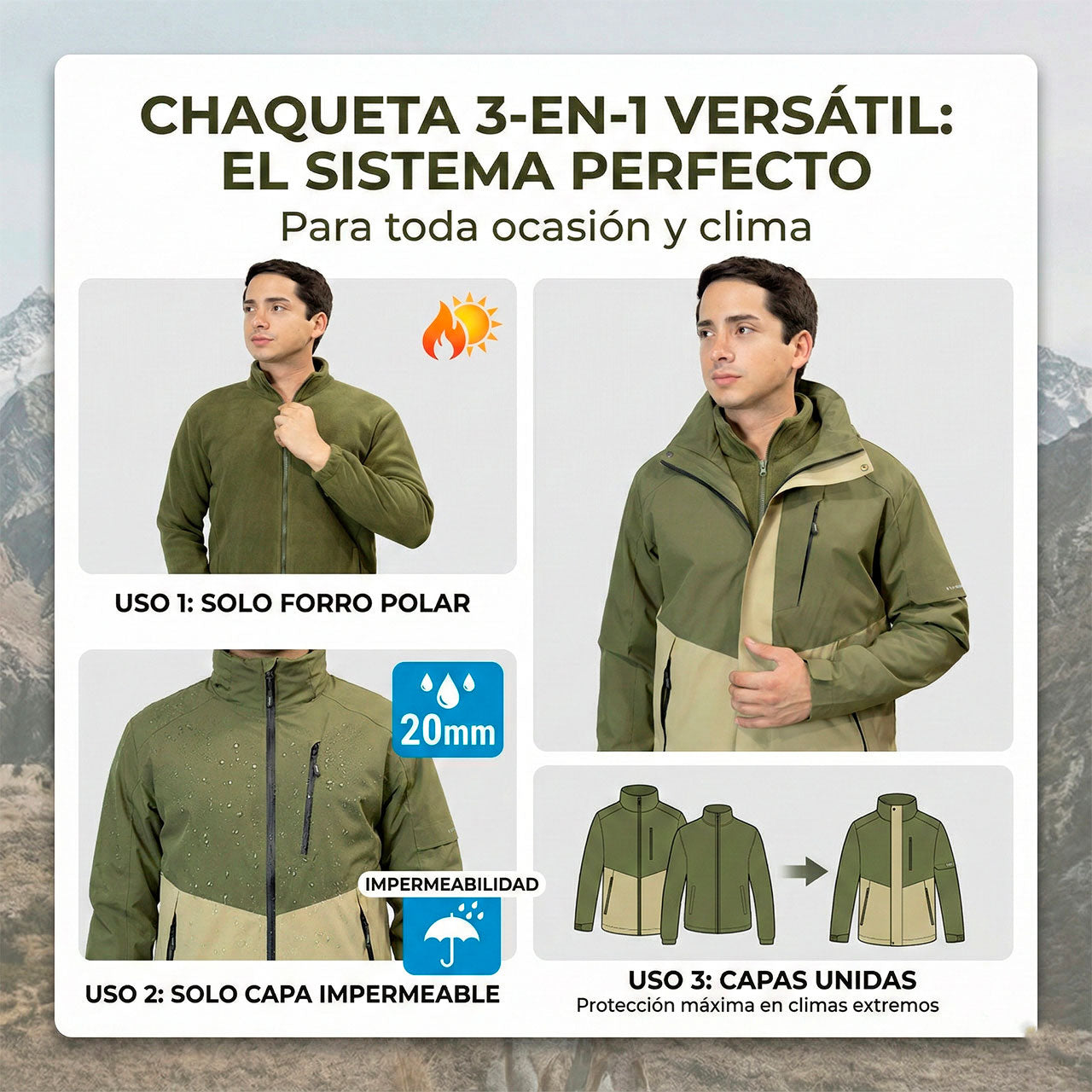 Chaqueta 3 en 1 Impermeable SoftShell